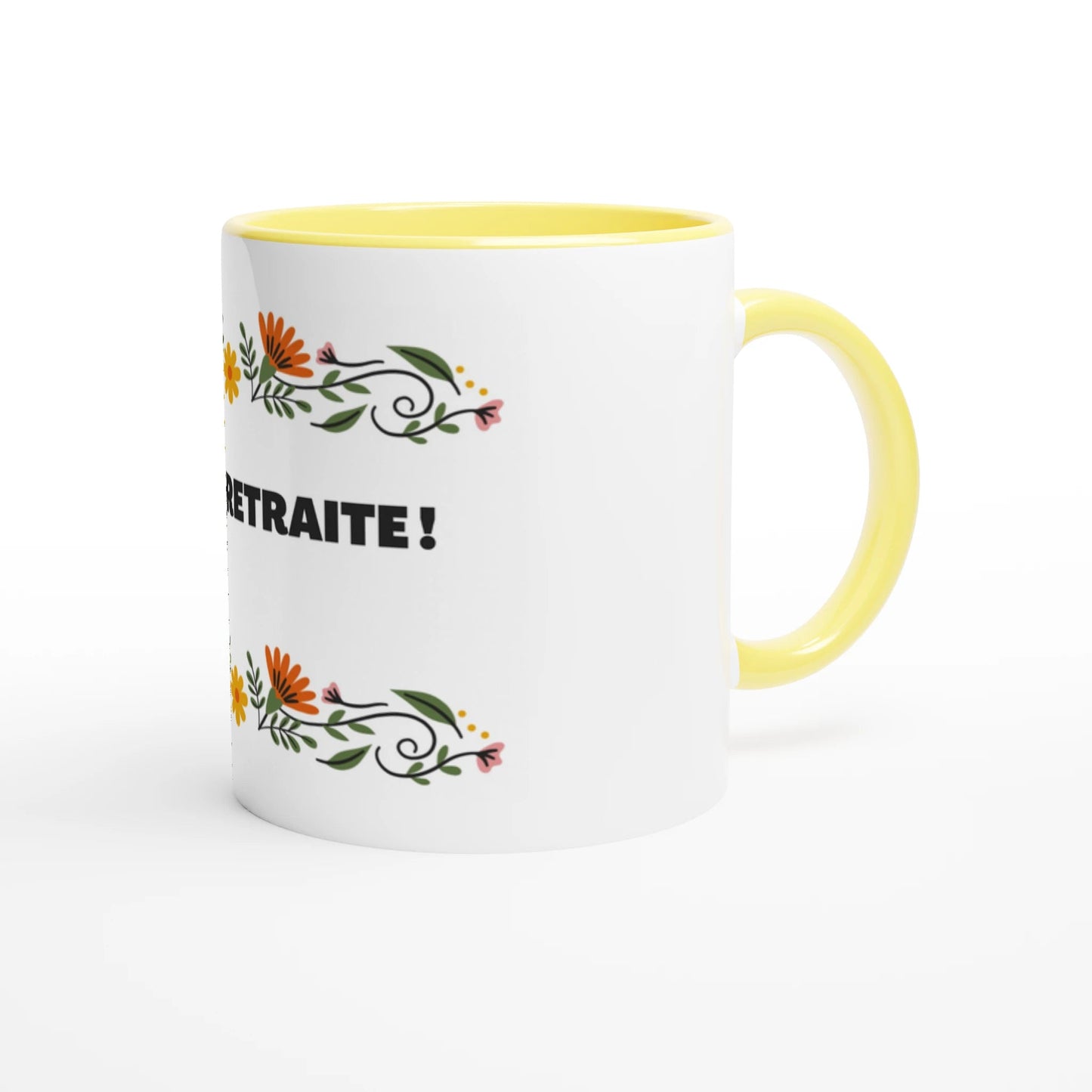 White 11oz Ceramic Mug with Color Inside Ceramic Yellow - ByBliss