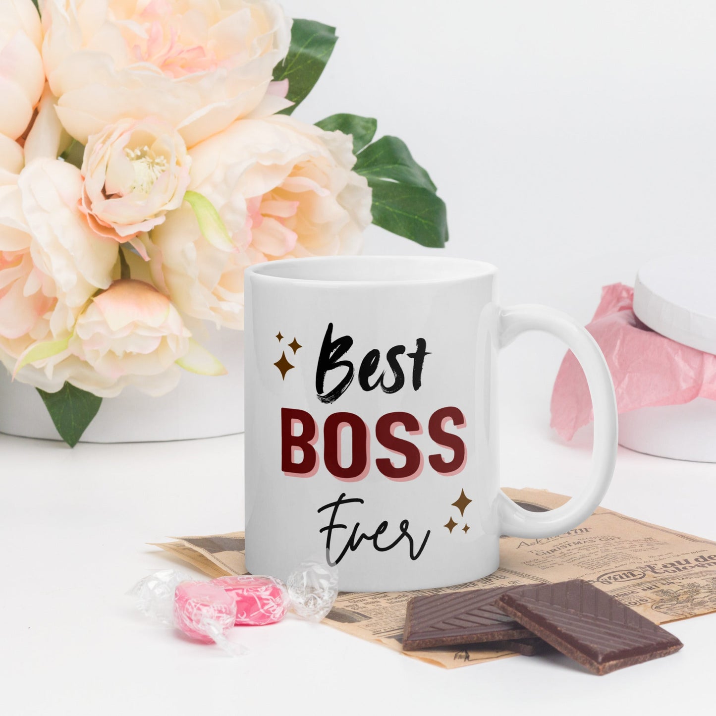 White glossy mug Best Boss Ever - ByBliss