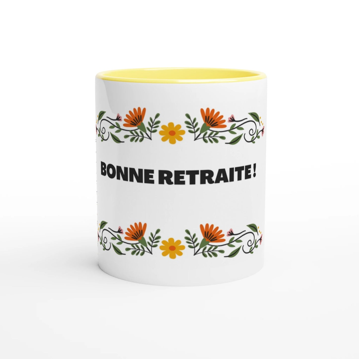 White 11oz Ceramic Mug with Color Inside Ceramic Yellow - ByBliss