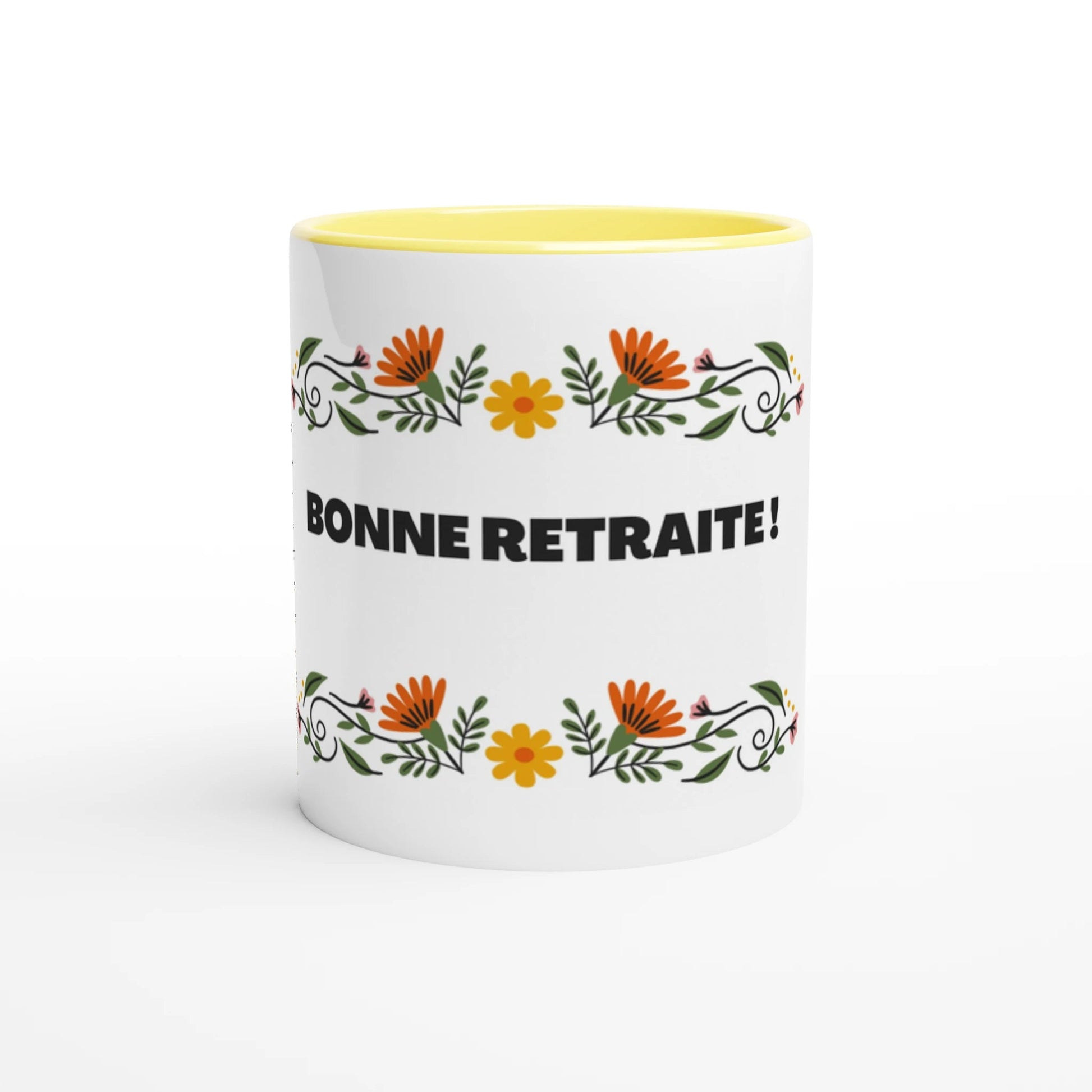 White 11oz Ceramic Mug with Color Inside Ceramic Yellow - ByBliss