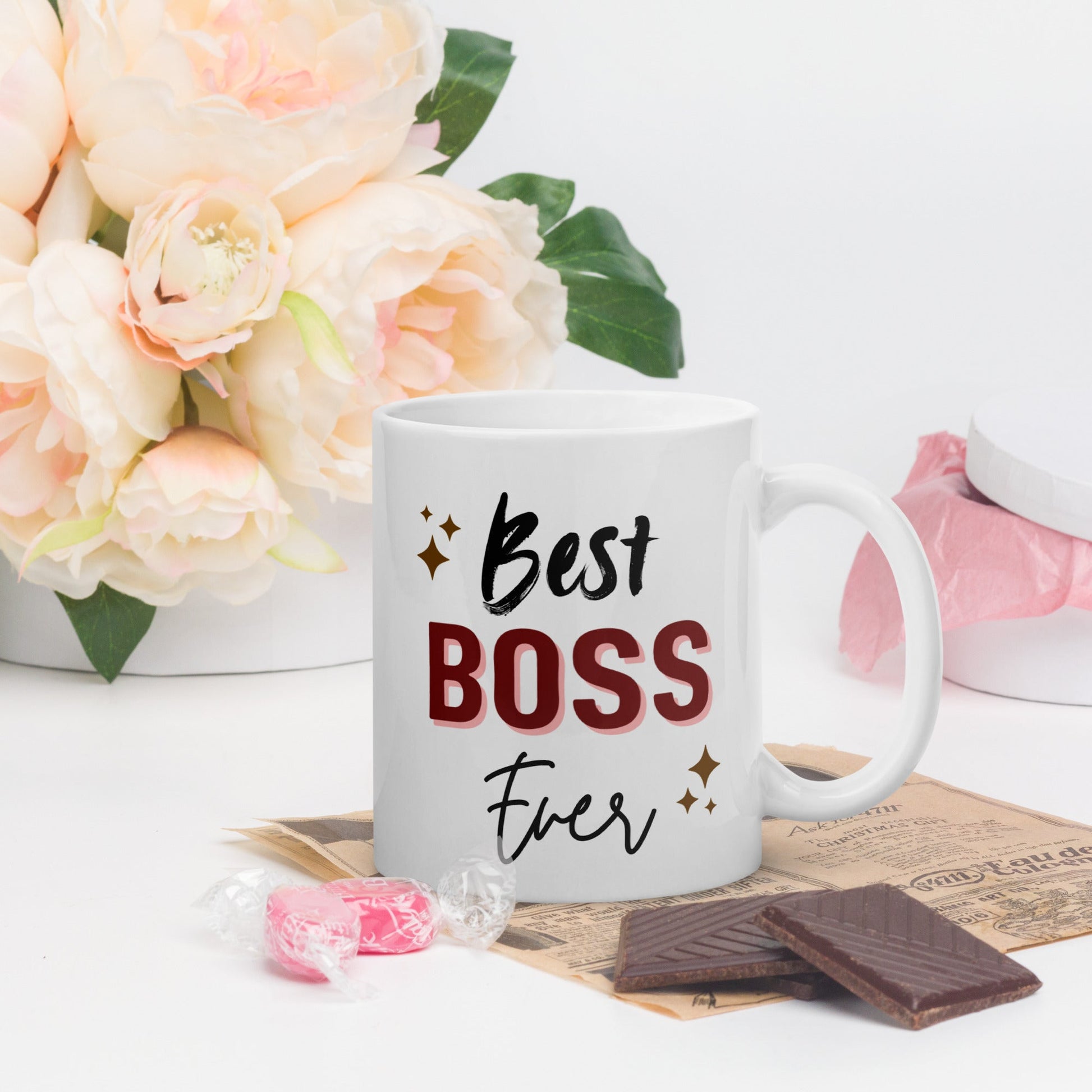 White glossy mug Best Boss Ever - ByBliss